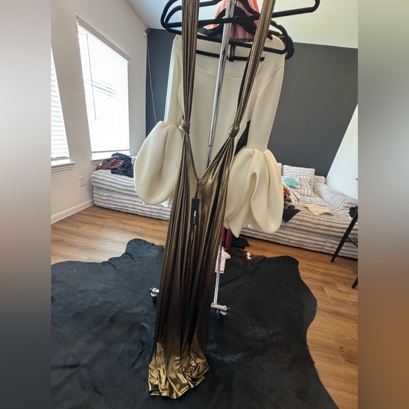 Fashion Nova Shimmering Gold Jumpsuit - Picture 3 of 3